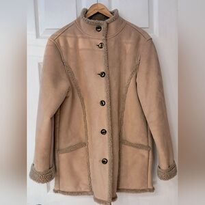 L.L. Bean Women's Tan Faux Sherling Coat | Medium